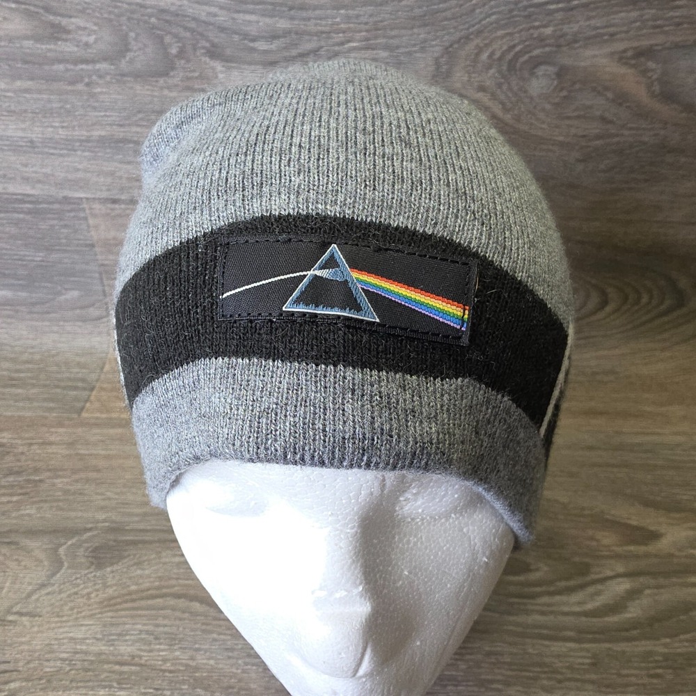 Anoma Pink Floyd Beanie Hat Mens One Size Gray Y2K Classic Rock Music Band Merch
